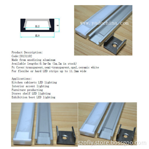 Aluminum Extrusion LED Profiles for LED Strips up to 11.2mm Width